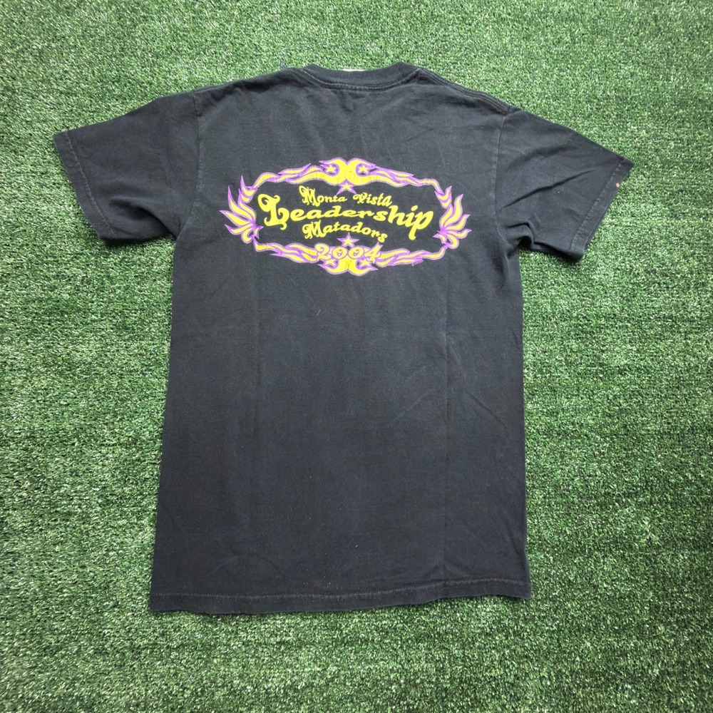 Vintage 2004 Monta Vista Leadership Matadors T-Shirt Black Mens Small Gildan